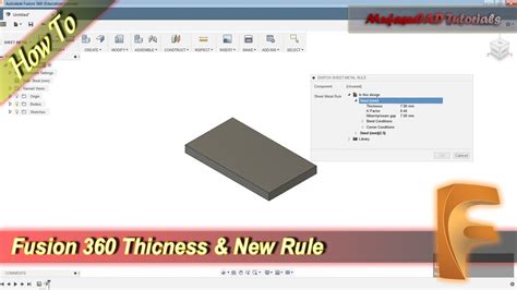 change sheet metal thickness fusion 360|fusion 360 sheet metal rules.